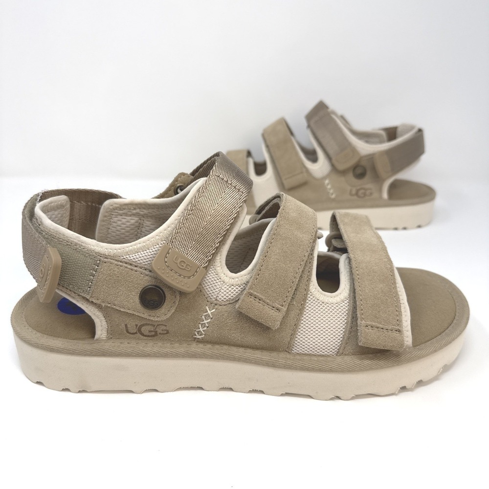 UGG GoldenGlow‎ Mens Size 10 Sandal Sand Tan Suede Mesh Strappy 1153095 NEW